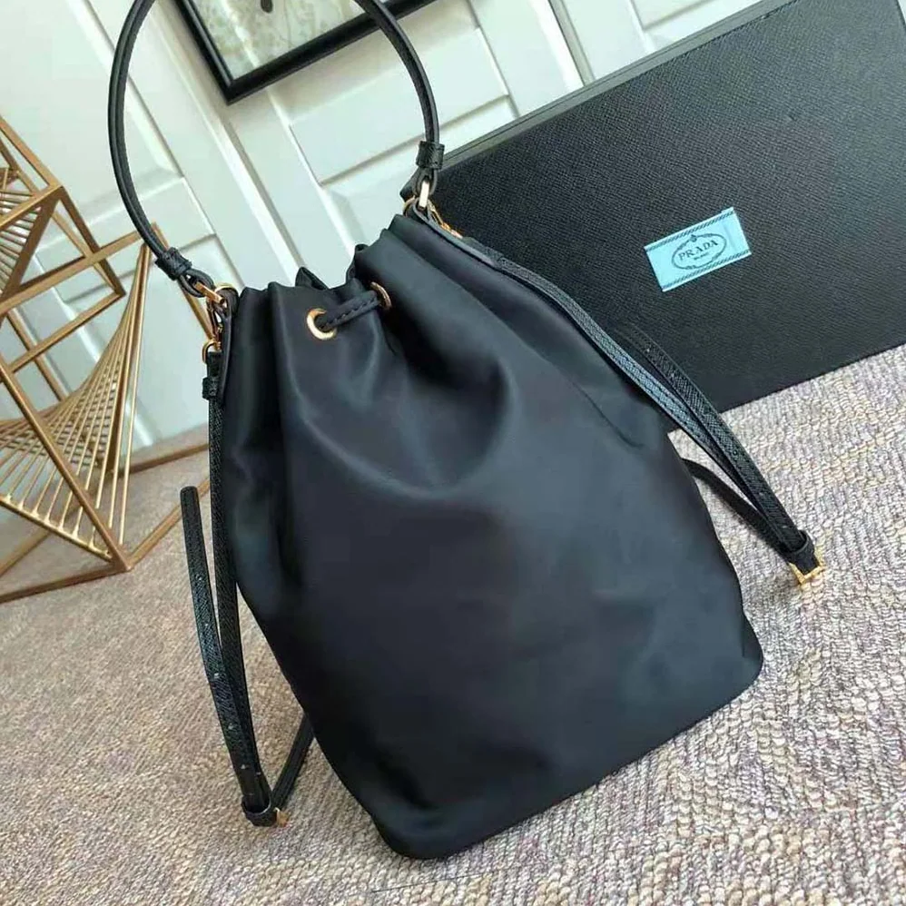Prada Duet Re-Nylon Shoulder Bag for Women in Black