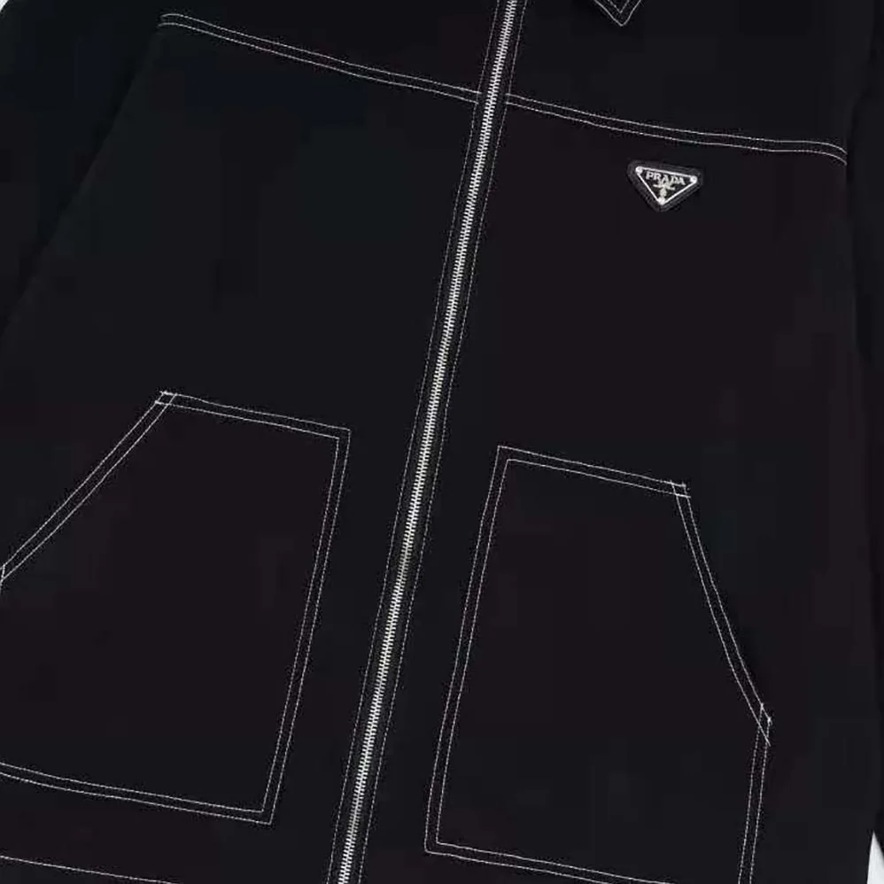 Prada Technical Fabric Blouson Jacket for Women in Black Prada Technical Fabric Blouson Jacket for Women in Black