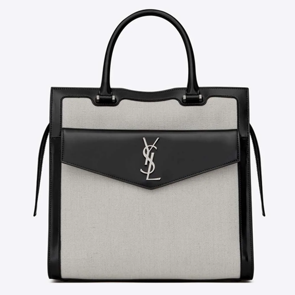Saint Laurent YSL Uptown Large Tote in Linen Canvas for Women Saint Laurent YSL Uptown Large Tote in Linen Canvas for Women