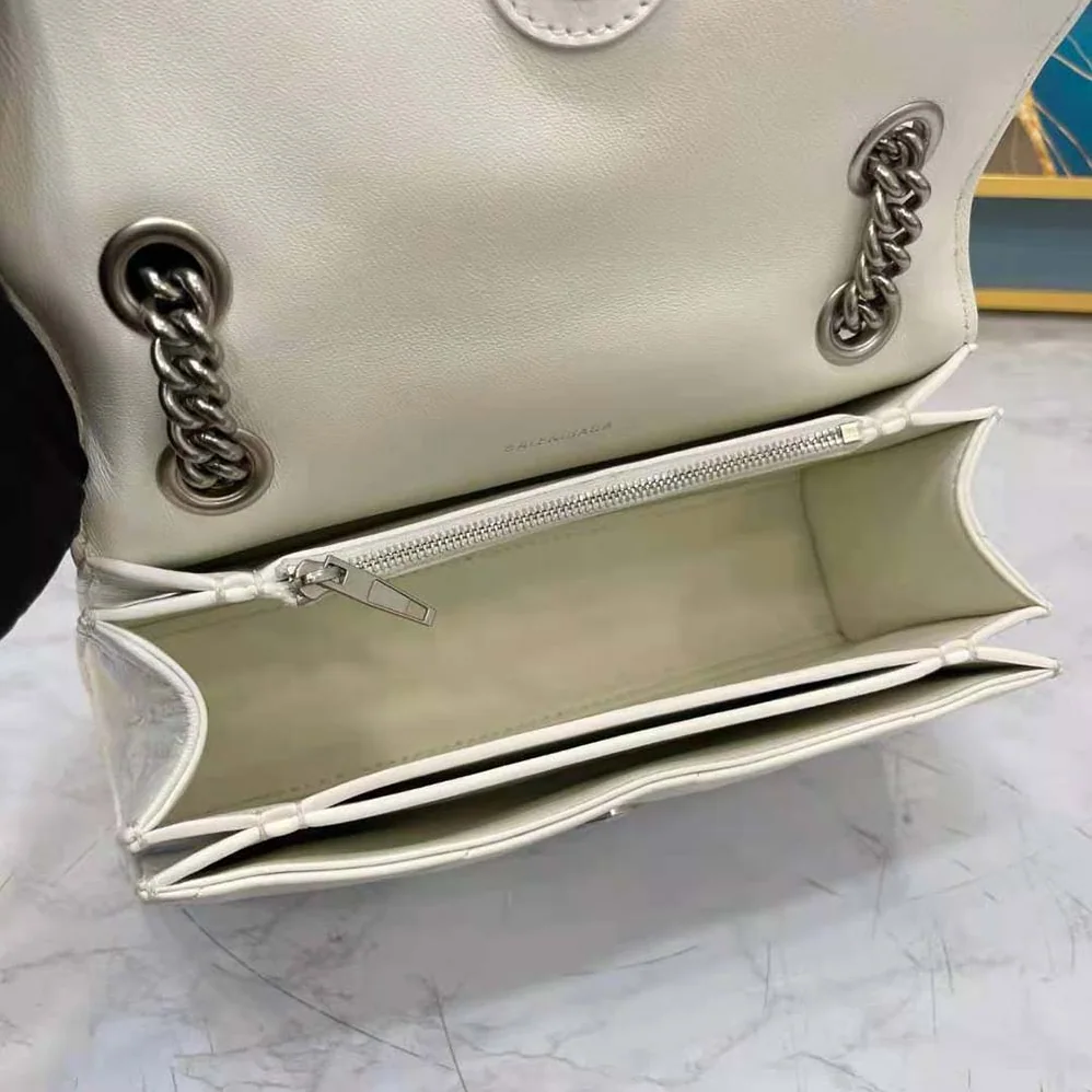 Balenciaga Crush Small Chain Bag Quilted in Optic White for Women Balenciaga Crush Small Chain Bag Quilted in Optic White for Women