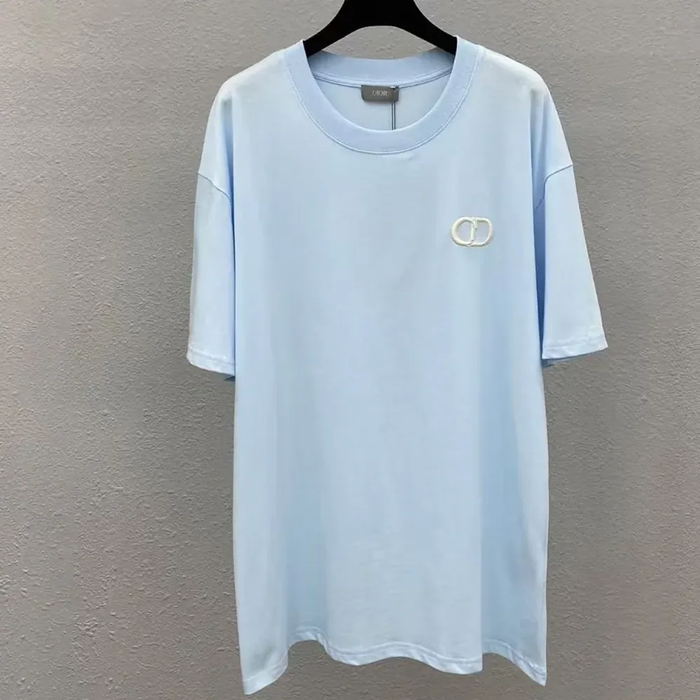 Dior CD Icon T-Shirt Relaxed Fit Blue Cotton Jersey for Men Dior CD Icon T-Shirt Relaxed Fit Blue Cotton Jersey for Men