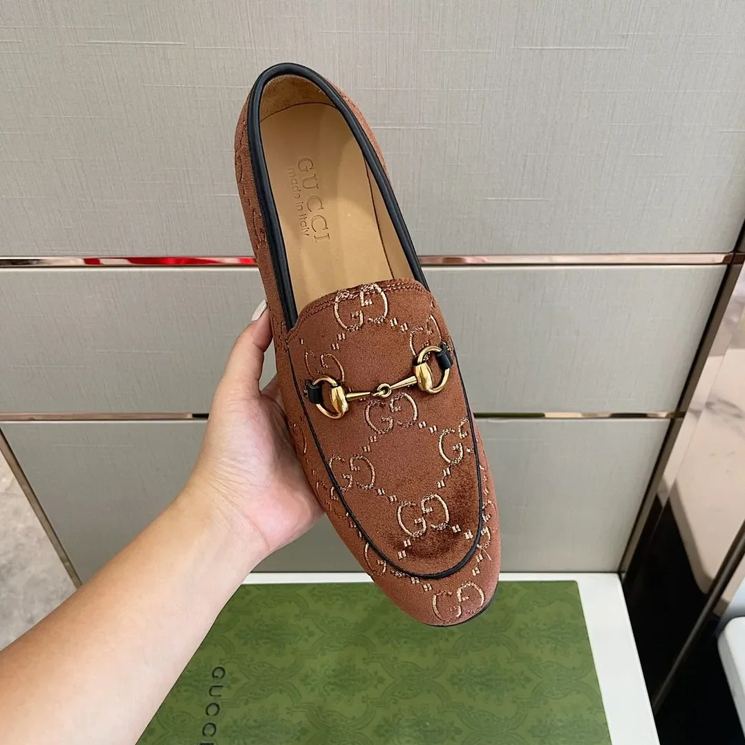 Gucci Jordan GG Velvet Loafer Brown Gucci Jordan GG Velvet Loafer Brown