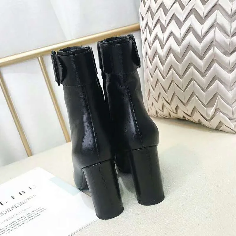 Saint Laurent YSL Shoes Joplin Buckle Bootie in Eel 10.5cm Heel for Women in Black Saint Laurent YSL Shoes Joplin Buckle Bootie in Eel 10.5cm Heel for Women in Black
