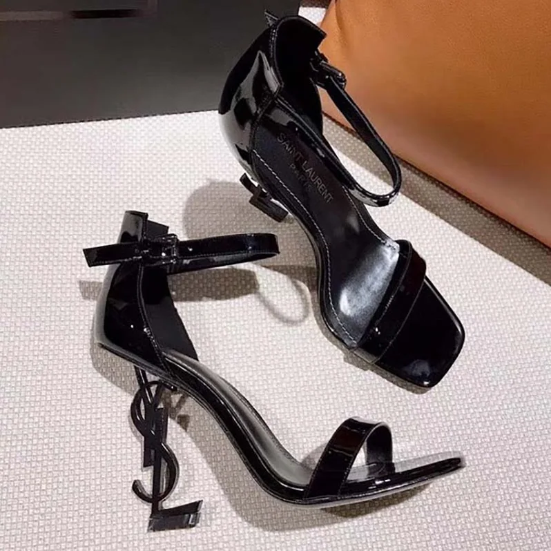 Saint Laurent YSL Opyum 110 Sandals Patent Leather for Women in Black Saint Laurent YSL Opyum 110 Sandals Patent Leather for Women in Black