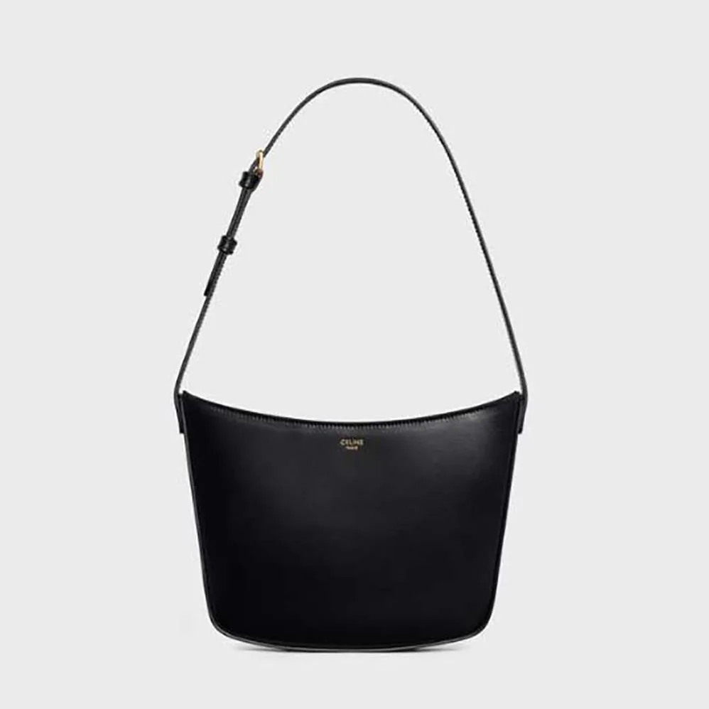 Celine Medium Celine Croque Bag in Shiny Calfskin for Women in Black Celine Medium Celine Croque Bag in Shiny Calfskin for Women in Black