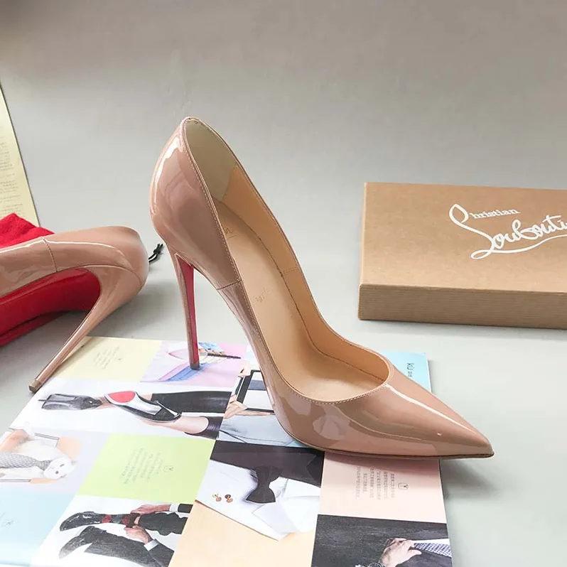 Christian Louboutin Pigalle Nude Patent Leather 120mm Shoes Sandy for Women