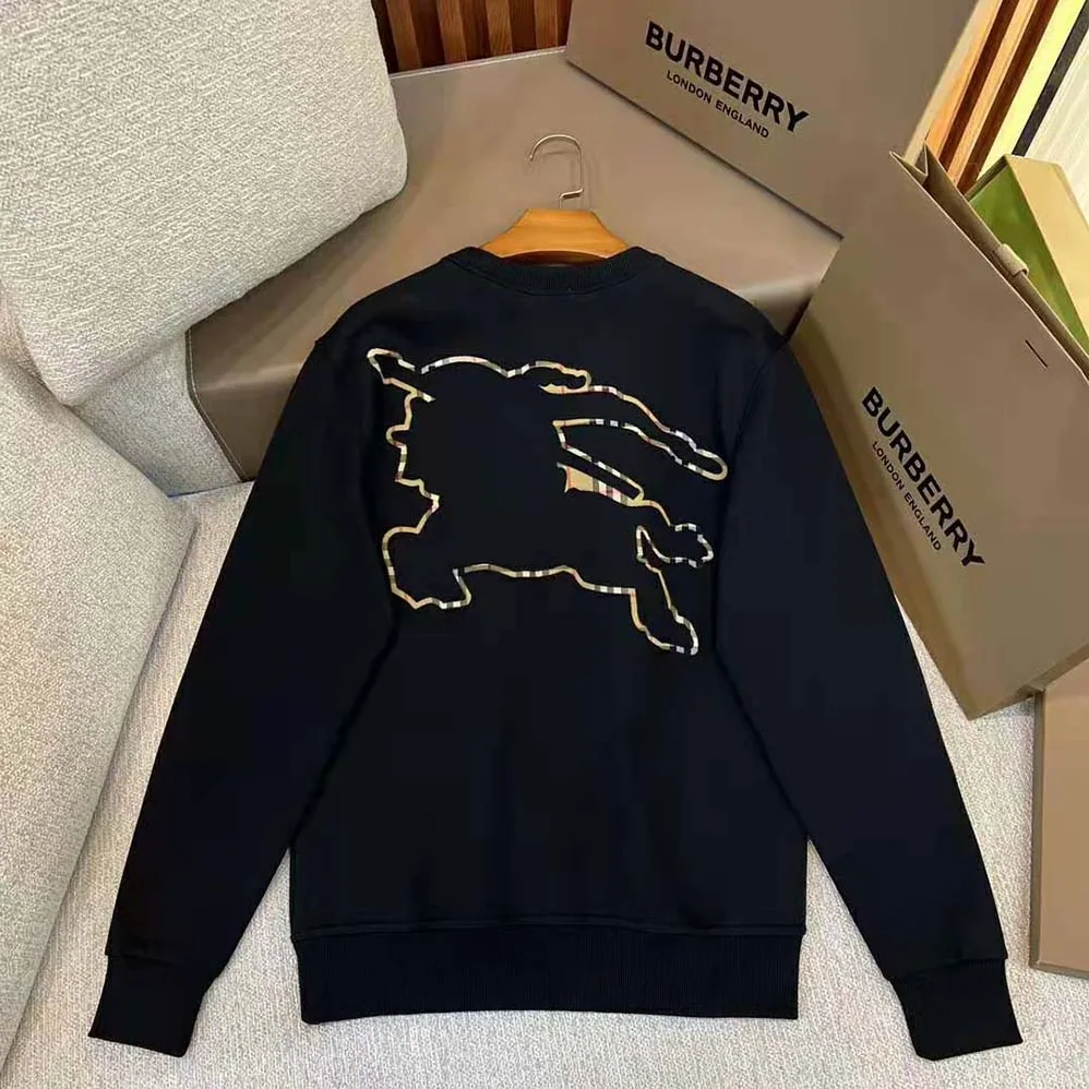 Burberry Check EKD Cotton Sweatshirt for Men in Black Burberry Check EKD Cotton Sweatshirt for Men in Black