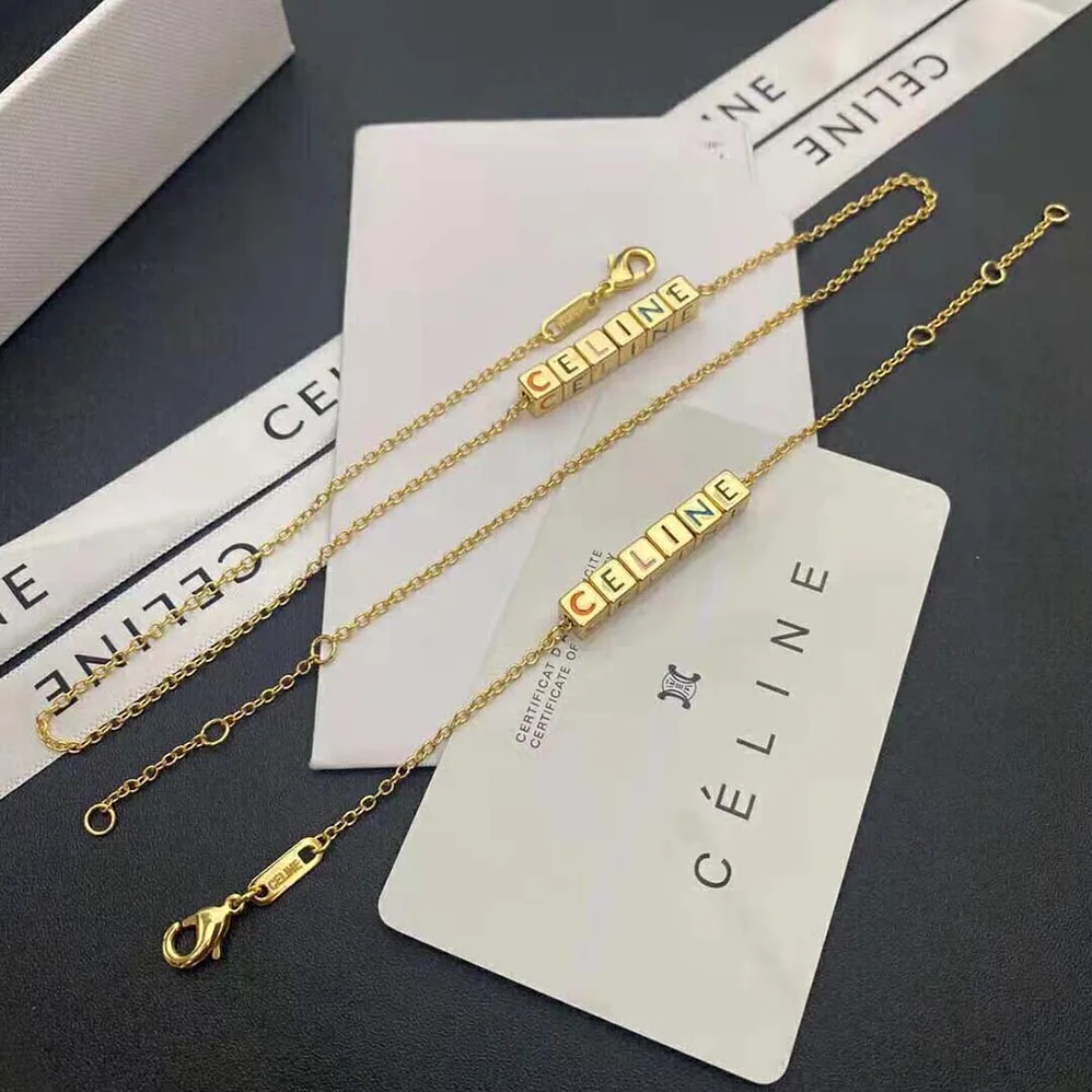 Celine Color Bracelet in Brass with Gold Finish and Enamel for Women