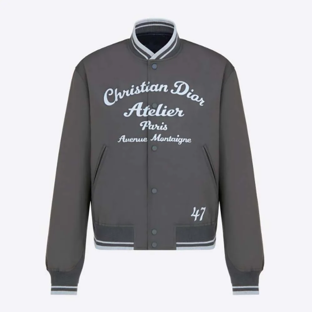 Dior Christian Dior Atelier Teddy Blouson Gray Technical Faille for Men Dior Christian Dior Atelier Teddy Blouson Gray Technical Faille for Men