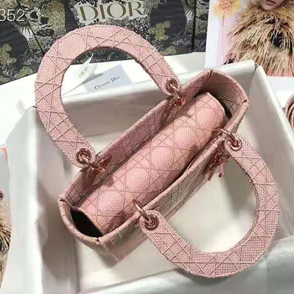 Dior Medium Lady D-Lite Bag Cannage Embroidery in Pink