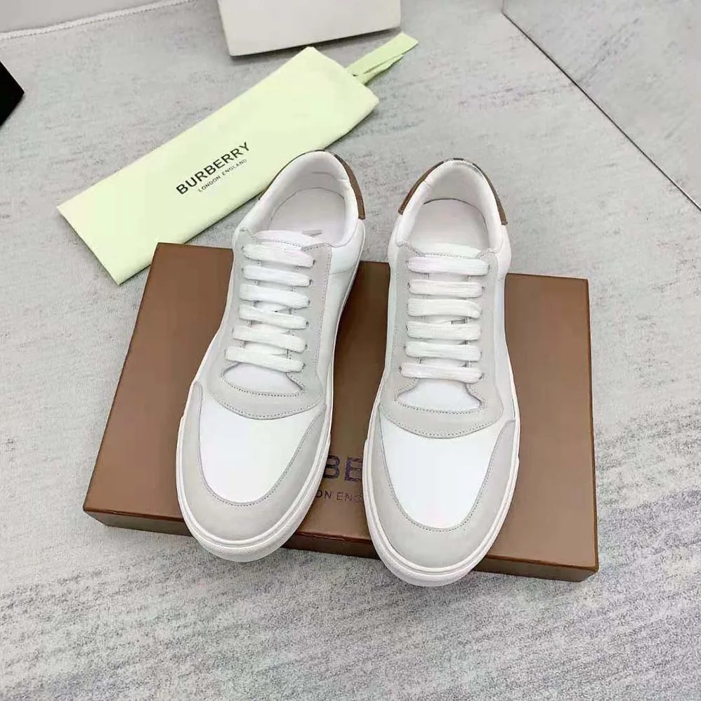 Burberry Leather Suede and Check Cotton Sneakers for Men Burberry Leather Suede and Check Cotton Sneakers for Men