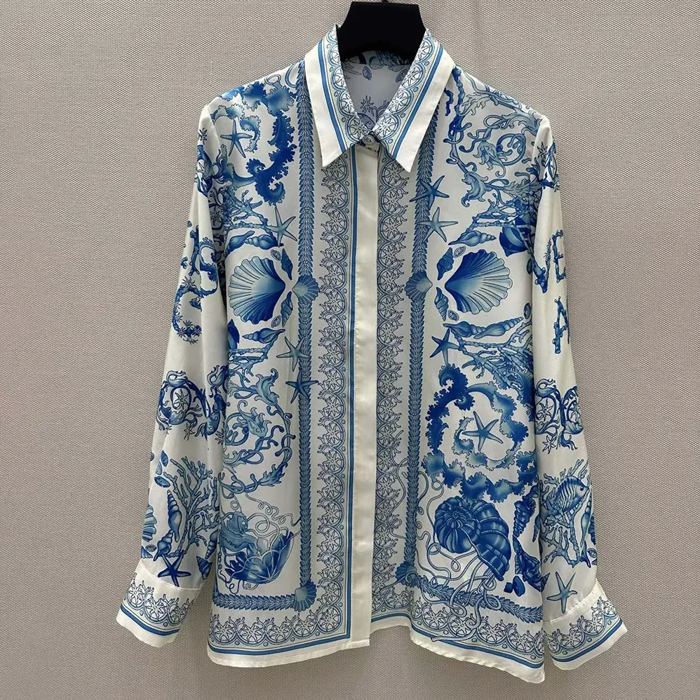 Versace Underwater Barocco Crêpe Fitted Shirt for Women