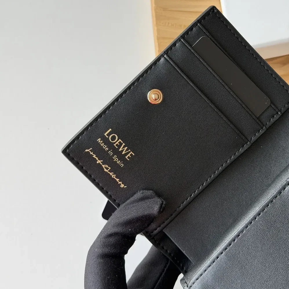 Loewe Compact Wallet in Nappa Calfskin for Unisex in Black Loewe Compact Wallet in Nappa Calfskin for Unisex in Black