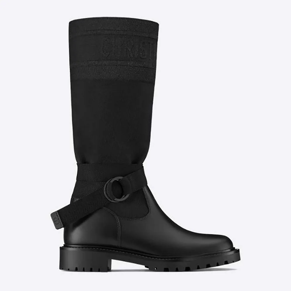 Dior D-Major Boot Black Technical Fabric and Calfskin for Women