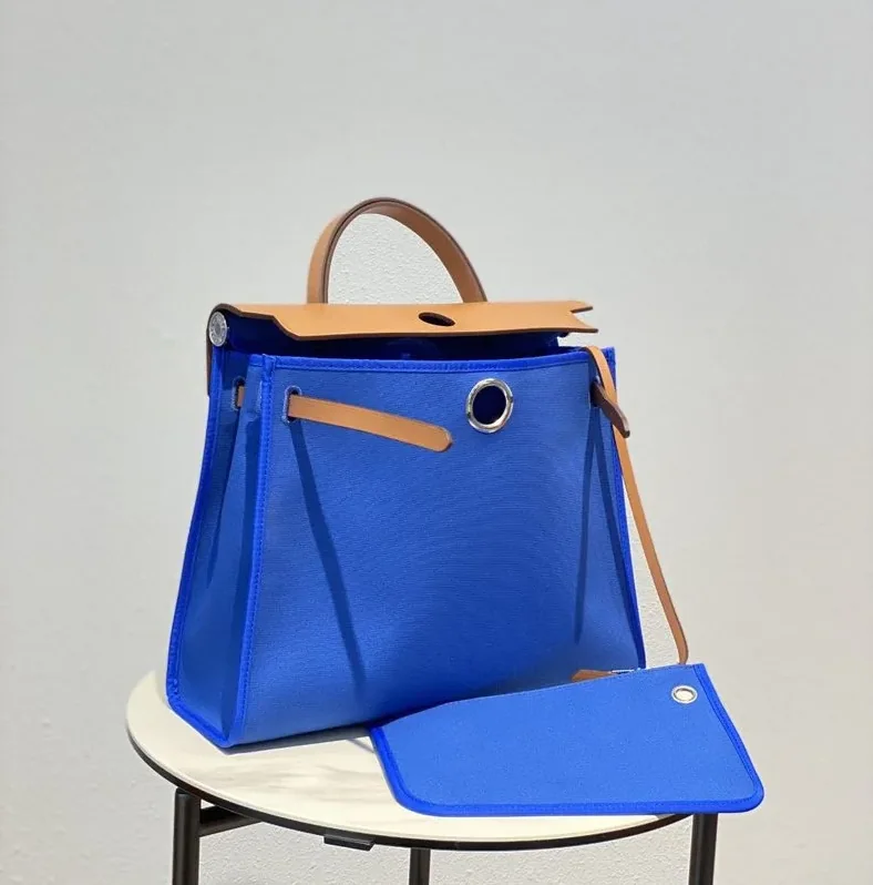 Hermes Herbag Zip Bag Blue, Silver Toned Hardware Bag Hermes Herbag Zip Bag Blue, Silver Toned Hardware Bag