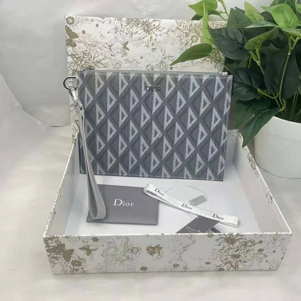 Dior A5 Pouch Dior Gray CD Diamond Canvas for Men