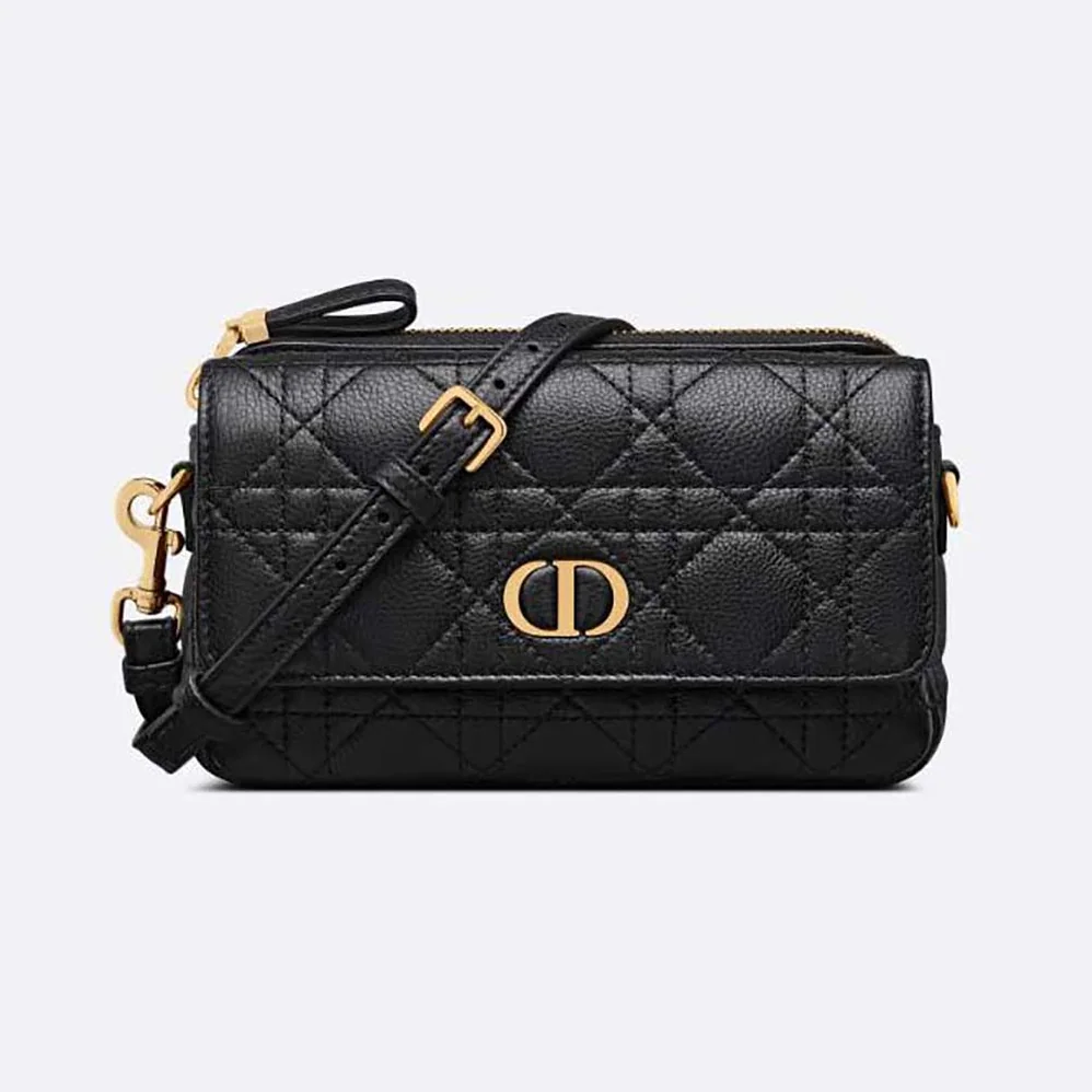 Dior Caro Pouch Black Supple Cannage Calfskin for Women Dior Caro Pouch Black Supple Cannage Calfskin for Women