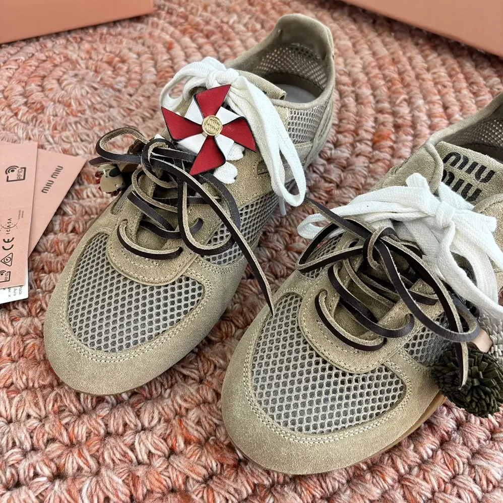 Miu Miu Gymnasium Mesh and Suede Sneakers for Women Miu Miu Gymnasium Mesh and Suede Sneakers for Women