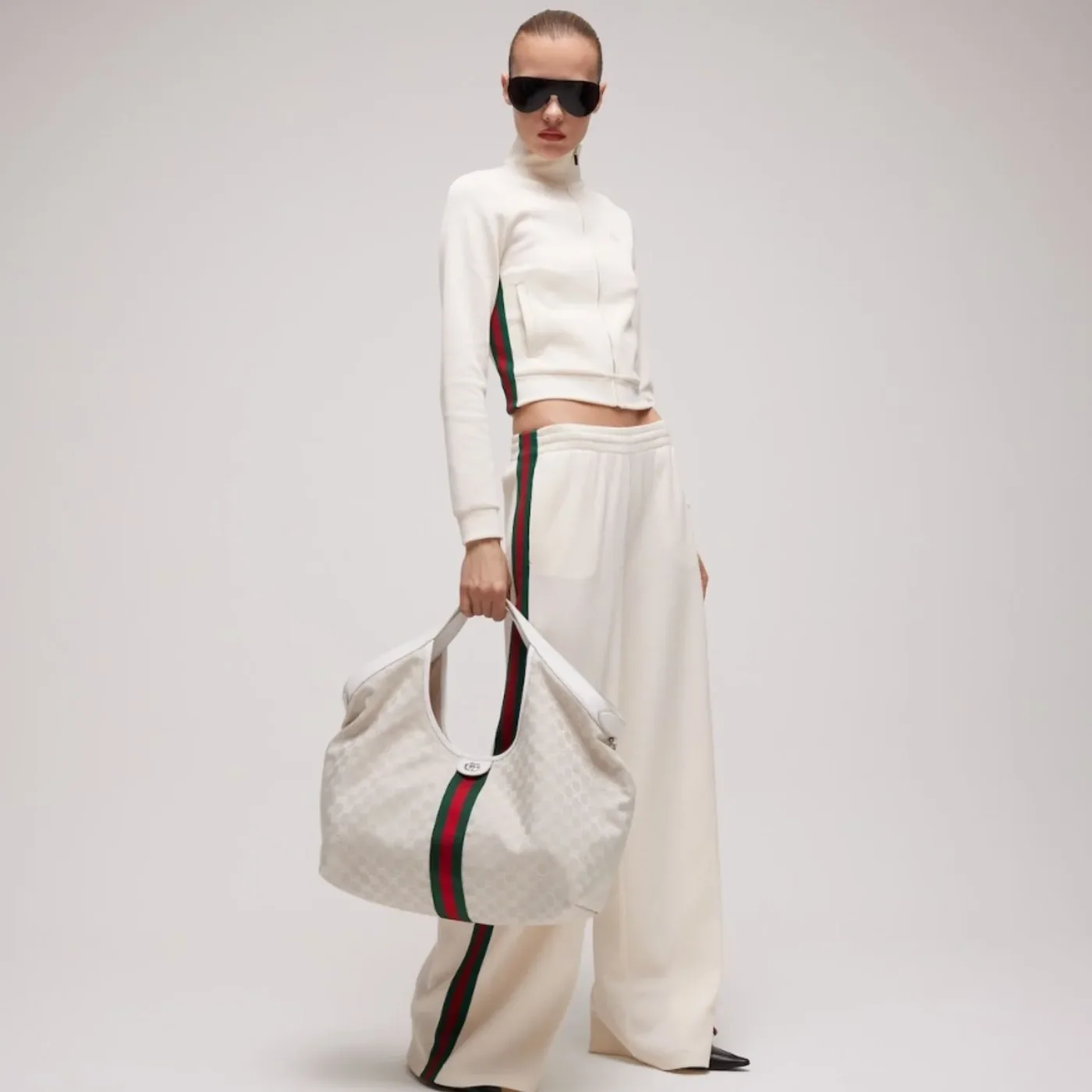 Gucci Giglio Large Tote Bag in White Silver Hardware