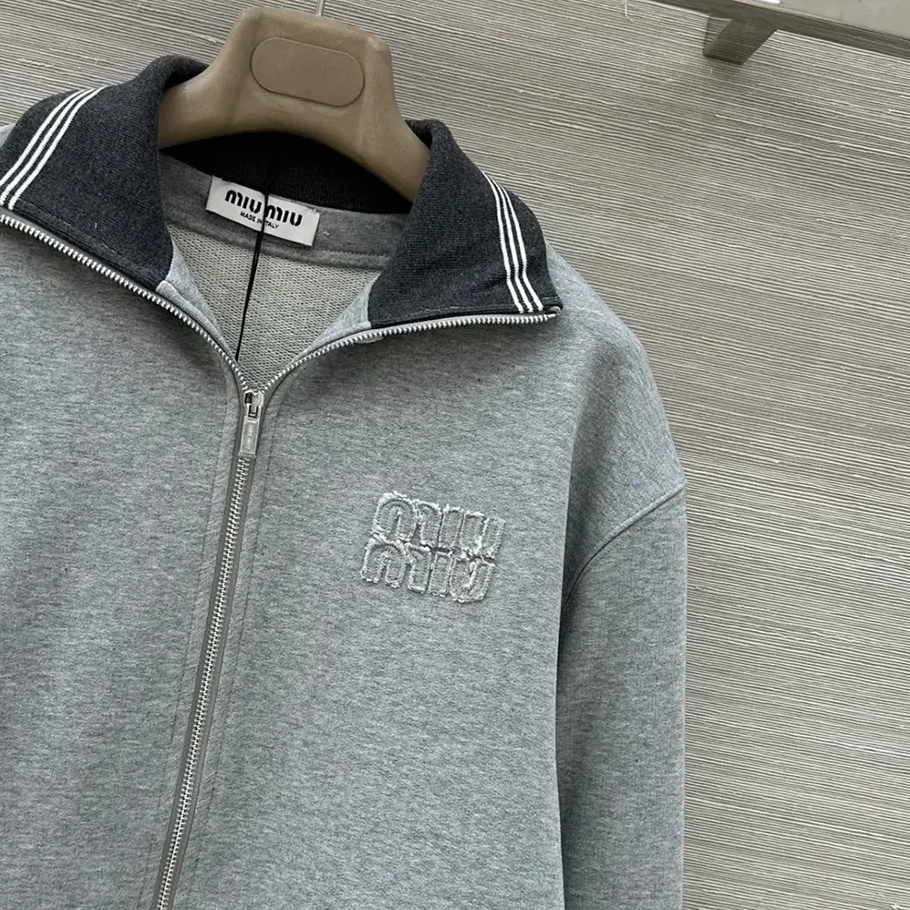 Miu Miu Zippered Cotton Fleece Jacket for Women