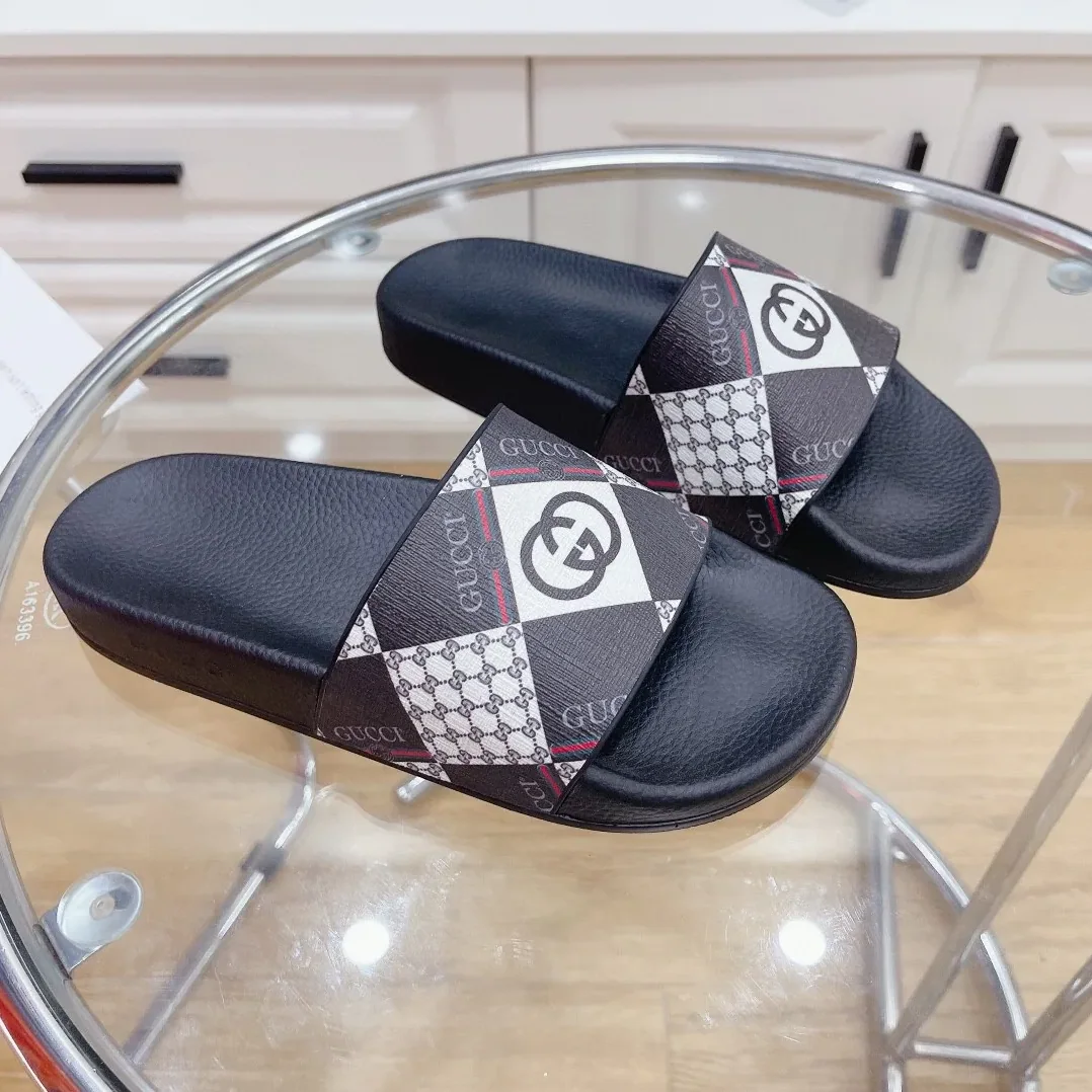 Gucci Logo GG Supreme Slides With Web Black for Women