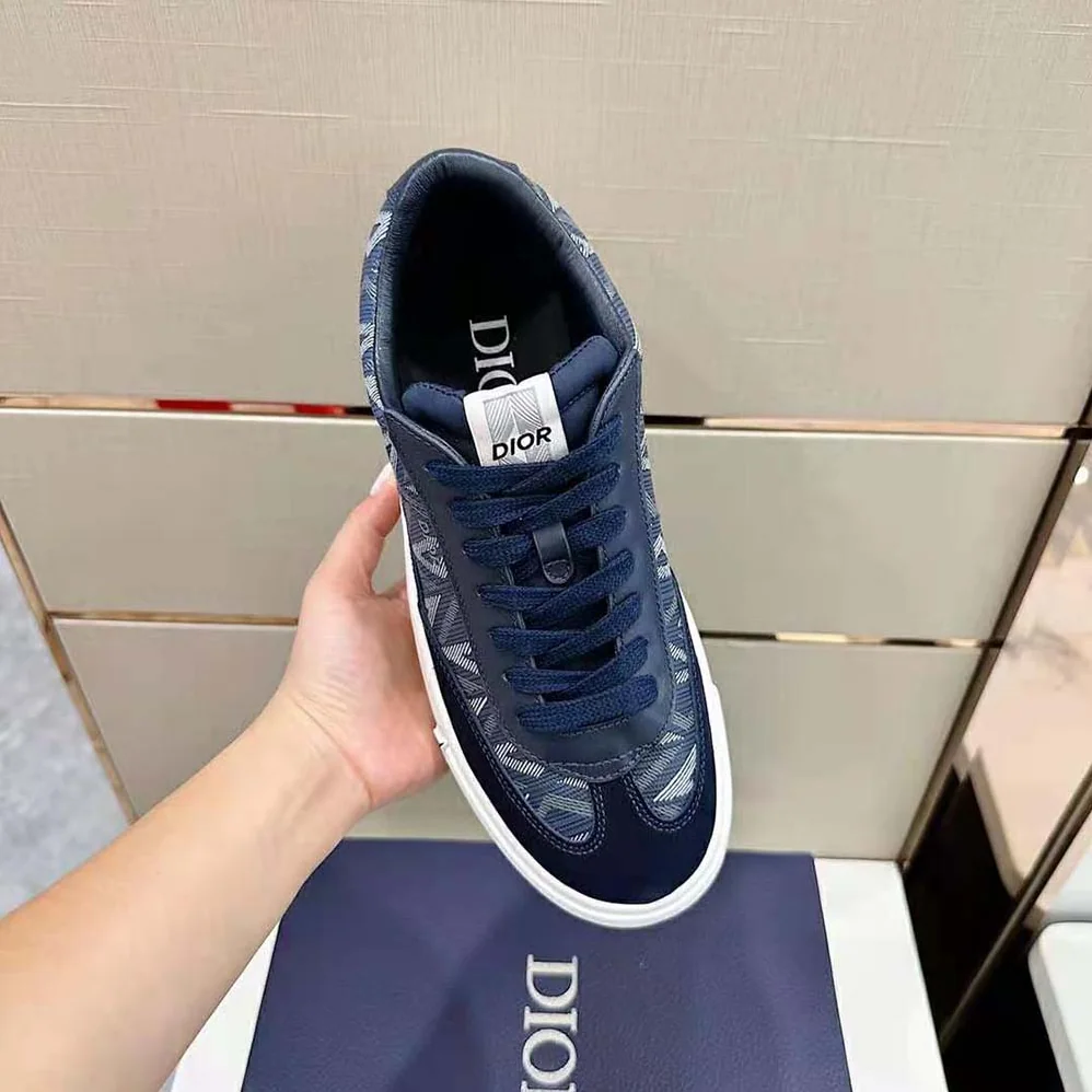 Dior B101 Sneaker Navy Blue CD Diamond Canvas Smooth Calfskin and Nubuck for Men