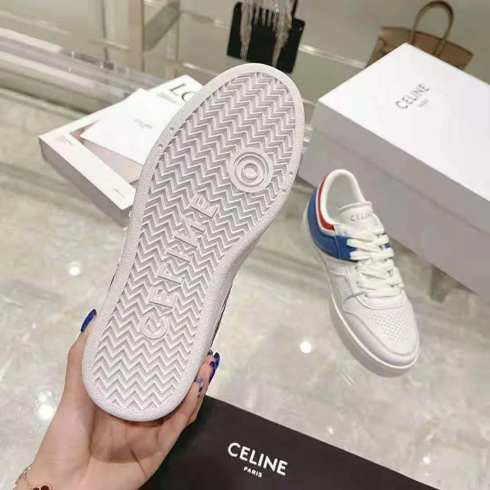 Celine Trainer Low Lace-up Sneaker in Calfskin for Women in Blue Celine Trainer Low Lace-up Sneaker in Calfskin for Women in Blue