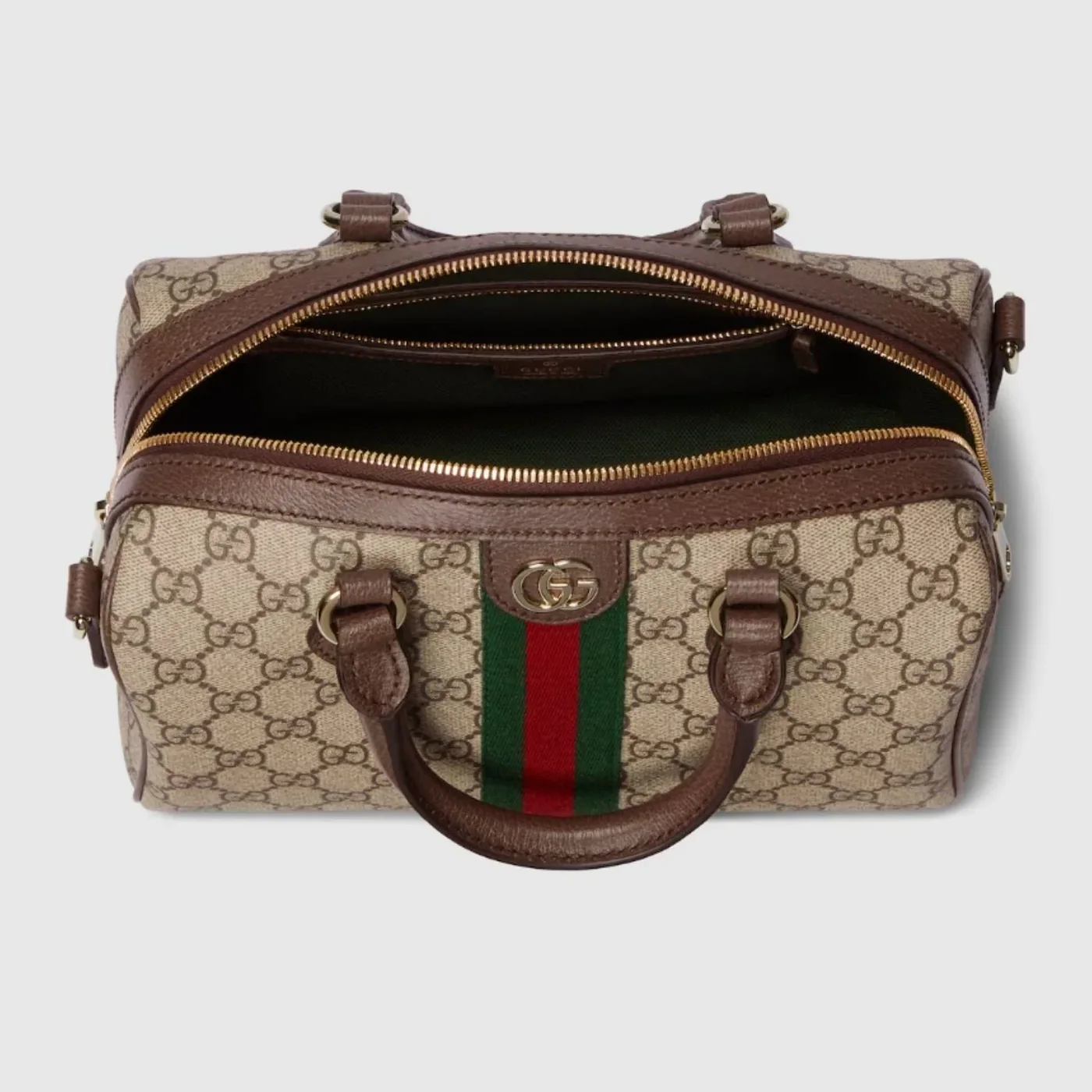 Gucci Ophidia Medium Boston Top Handle Bag in Beige Gold Hardware