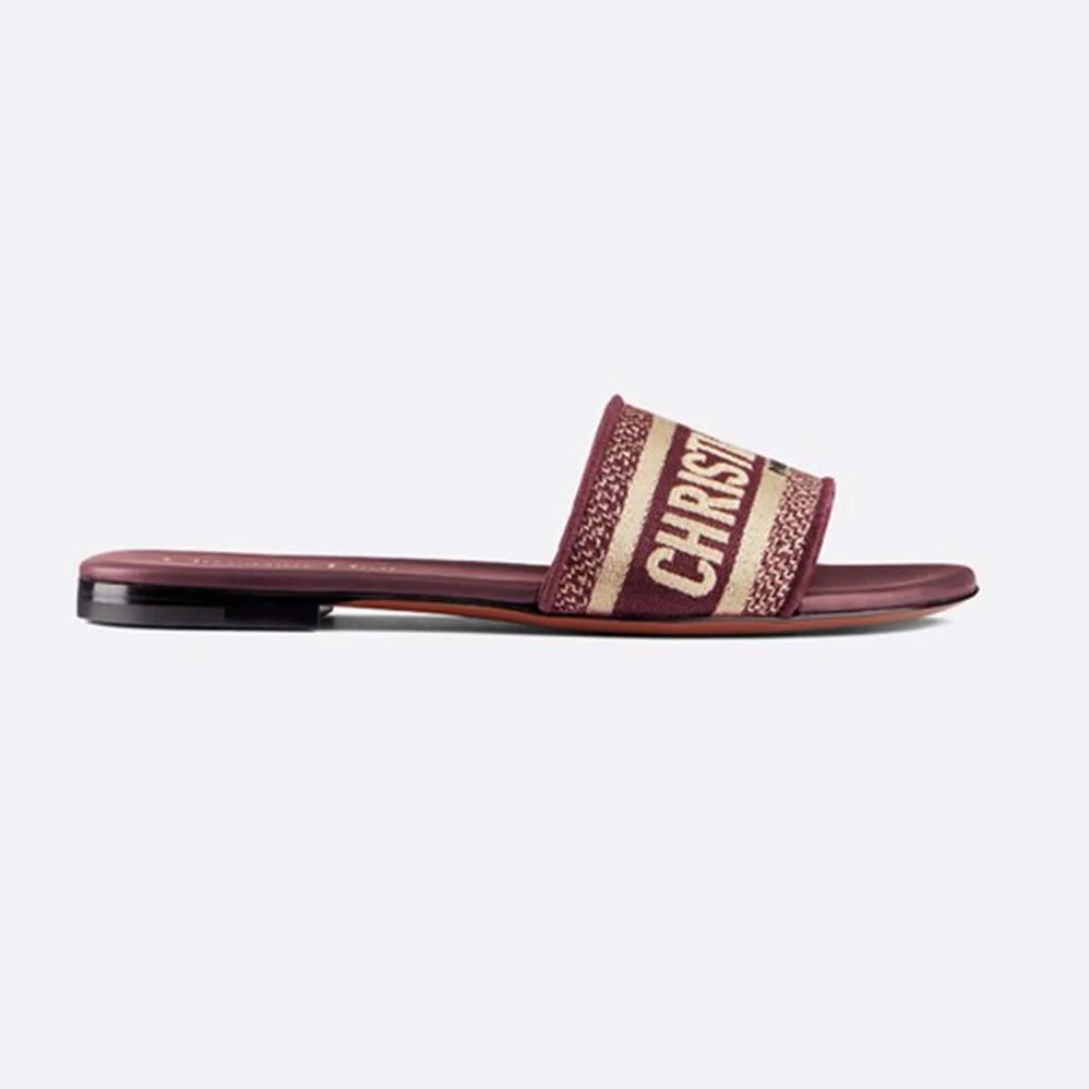 Dior Dway Embroidered Cotton Mule for Women in Maroon Dior Dway Embroidered Cotton Mule for Women in Maroon