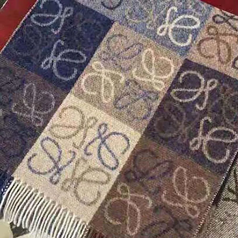Loewe Anagram Scarf in Wool and Cashmere for Women in Navy Loewe Anagram Scarf in Wool and Cashmere for Women in Navy