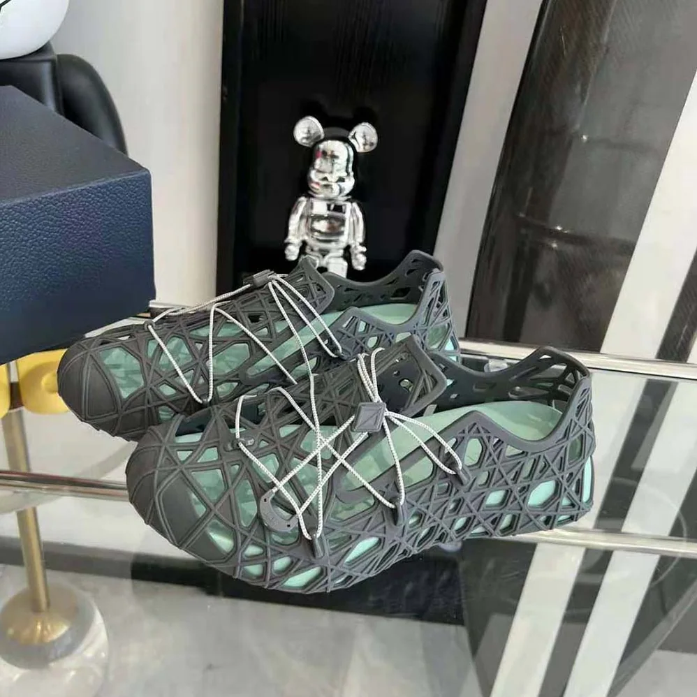 Dior Warp Sandal Anthracite Gray Cosmo Rubber with Warped Cannage Motif for Men