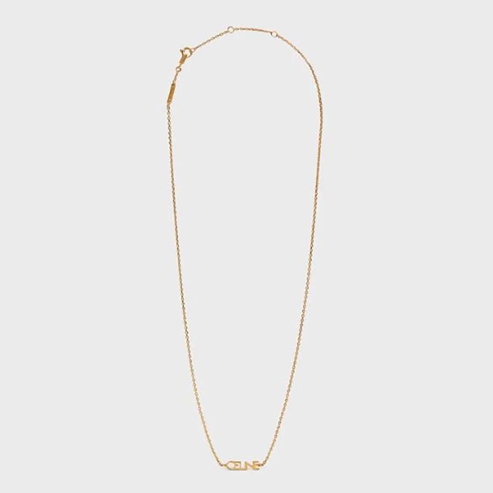 Celine Typo Necklace in Brass with Gold Finish for Women Celine Typo Necklace in Brass with Gold Finish for Women