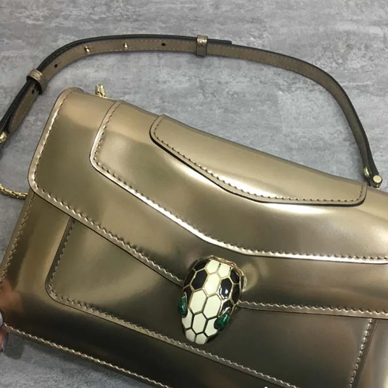 Bvlgari Serpenti Forever Medium Flap Cover Bag Metallic Calfskin in Gold Bvlgari Serpenti Forever Medium Flap Cover Bag Metallic Calfskin in Gold