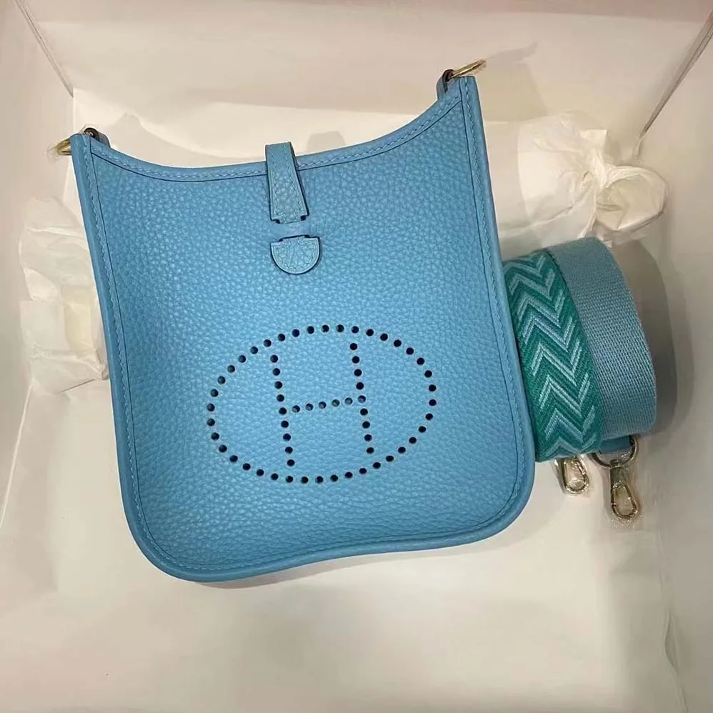Hermes Evelyne III 16 Mini Model Bag in Calfskin in Blue Hermes Evelyne III 16 Mini Model Bag in Calfskin in Blue
