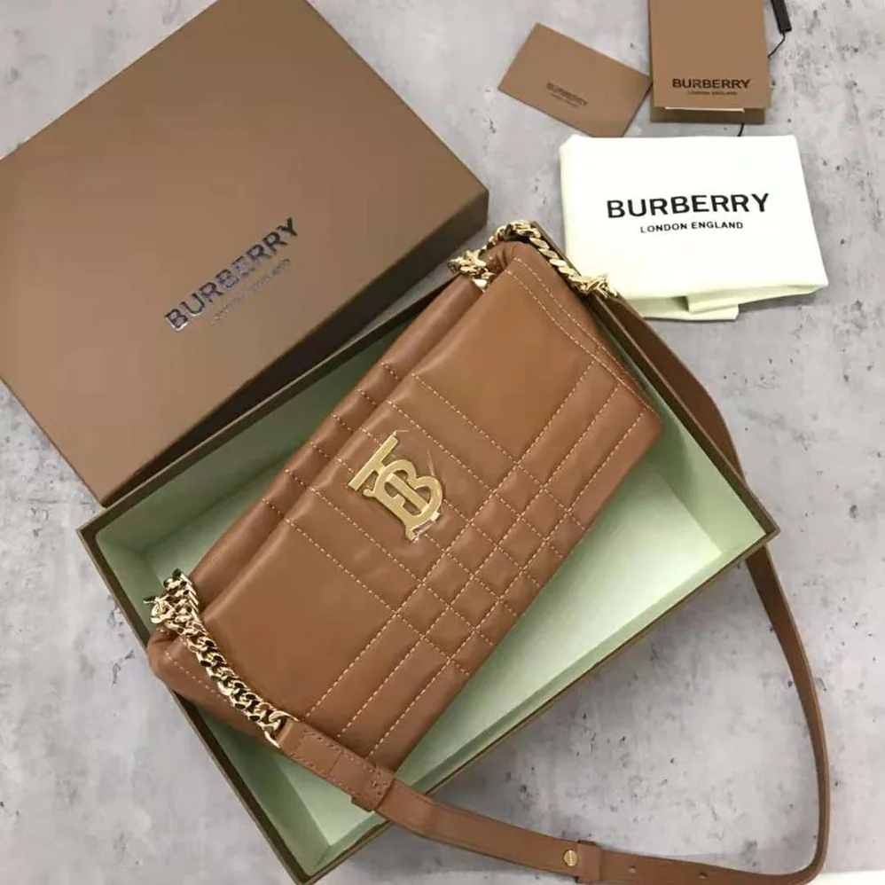 Burberry Small Quilted Lambskin Soft Lola Bag for Women in Brown