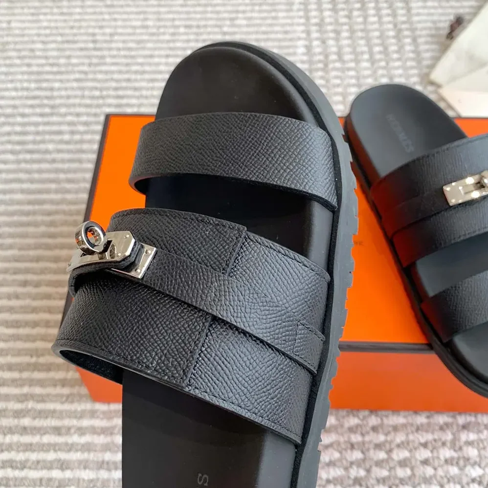 Hermes Jackson Sandal for Unisex in Black Hermes Jackson Sandal for Unisex in Black