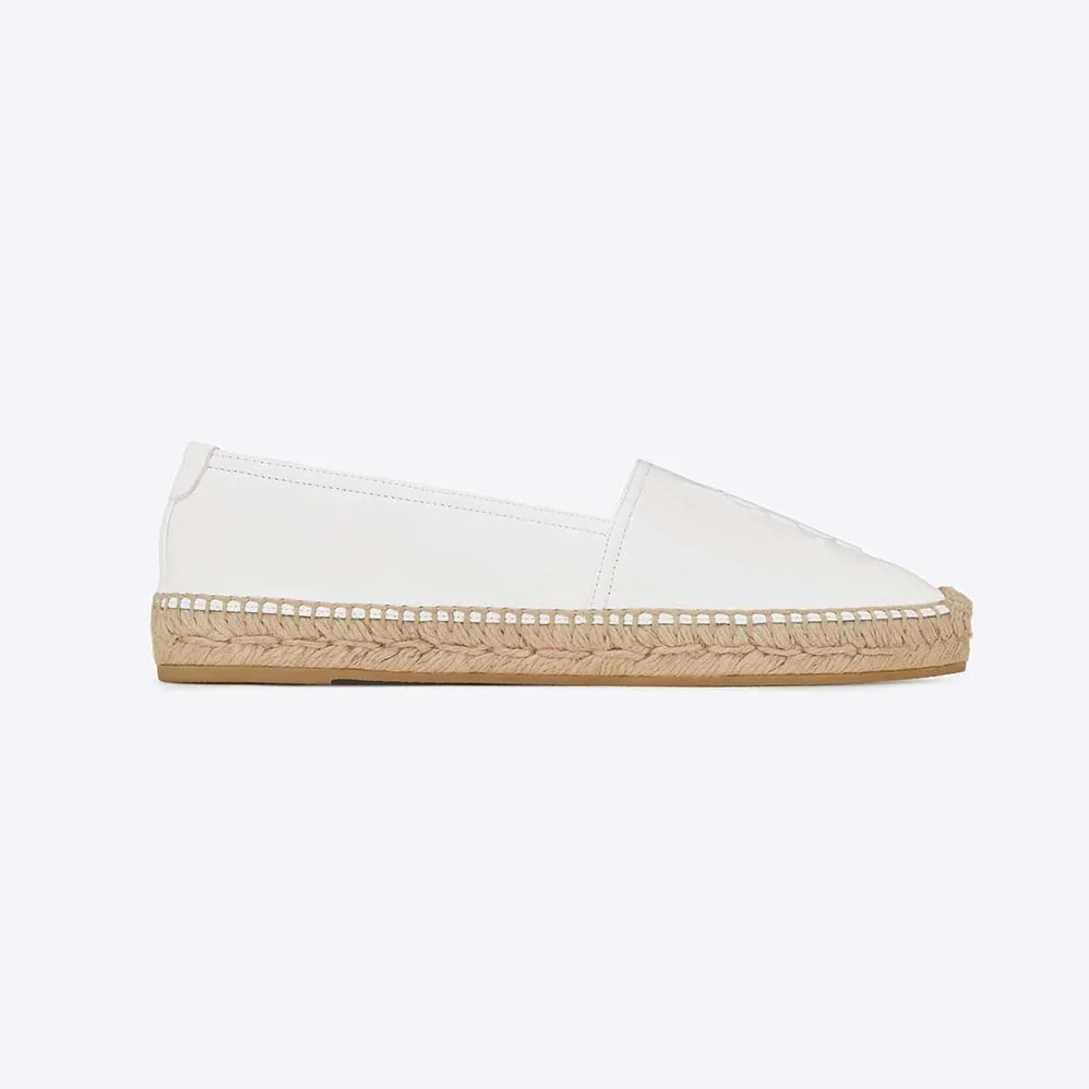 Saint Laurent YSL Monogram Espadrilles in Lambskin for Women in White