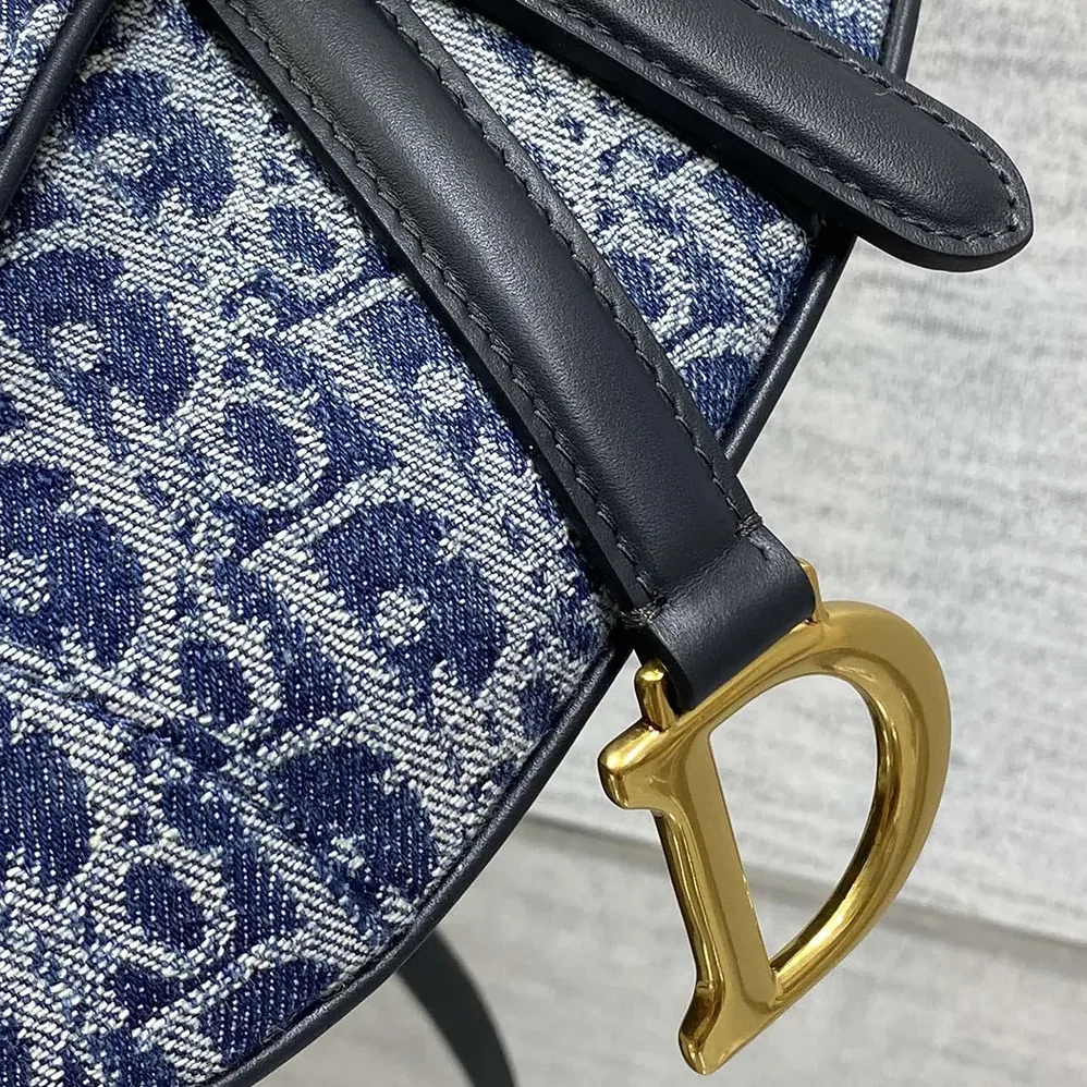 Dior Saddle Bag with Strap Blue Denim Dior Oblique Jacquard for Women