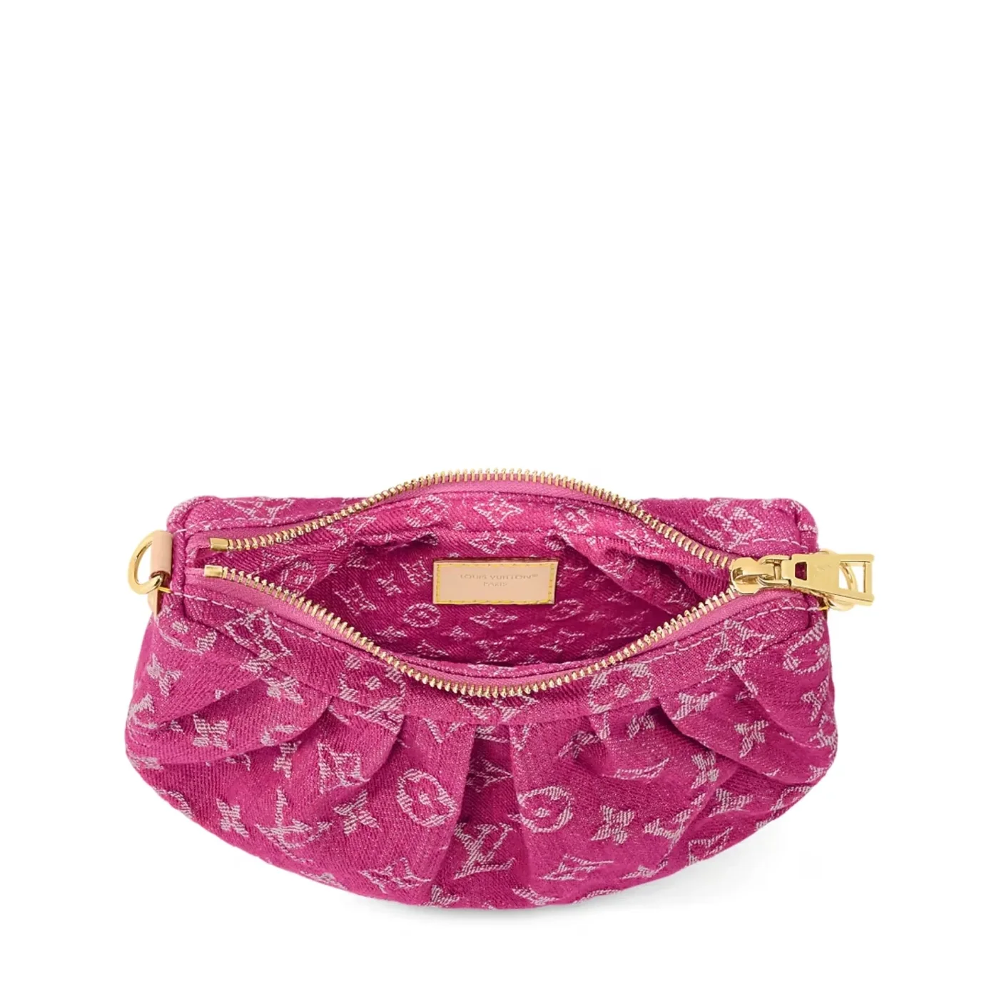 Louis Vuitton Pochette Valley Shoulder Bag in Fuchsia Denim Gold Hardware