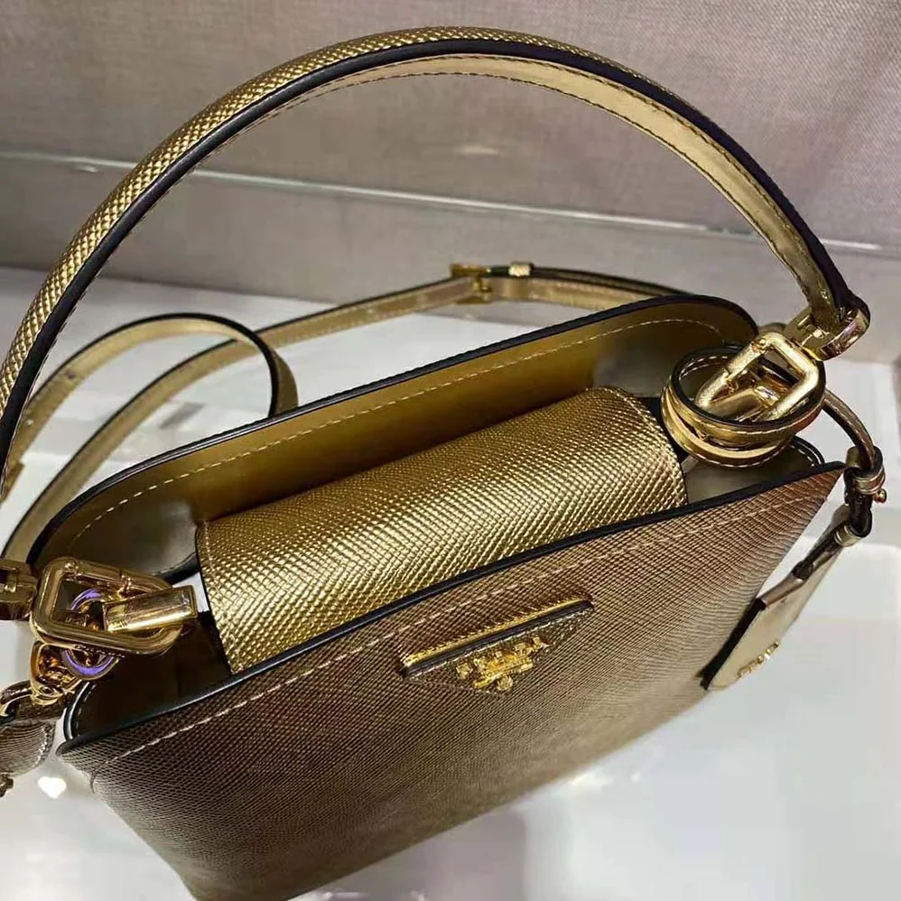 Prada Prada Matinee Micro Saffiano Leather Bag for Women in Gold Prada Prada Matinee Micro Saffiano Leather Bag for Women in Gold