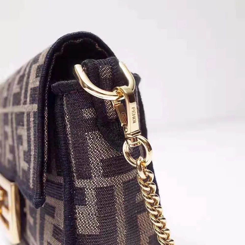 Fendi Mini Baguette Brown Fabric Bag for Women Fendi Mini Baguette Brown Fabric Bag for Women