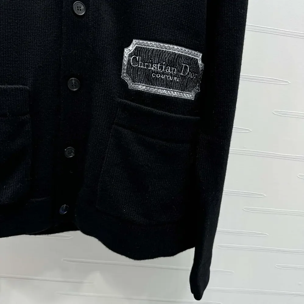 Dior Christian Dior Couture Cardigan Black Cashmere Jersey for Women Dior Christian Dior Couture Cardigan Black Cashmere Jersey for Women