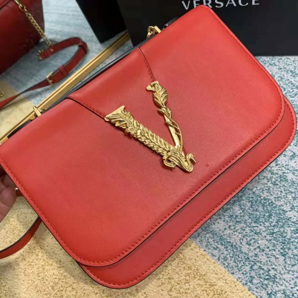 Versace Virtus Shoulder Bag for Women in Red Versace Virtus Shoulder Bag for Women in Red