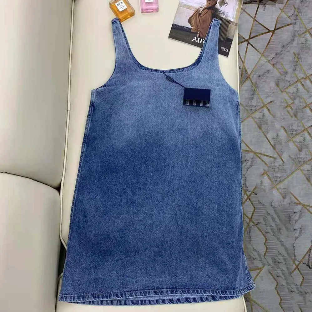 Prada Organic Denim Mini-Dress for Women in Navy