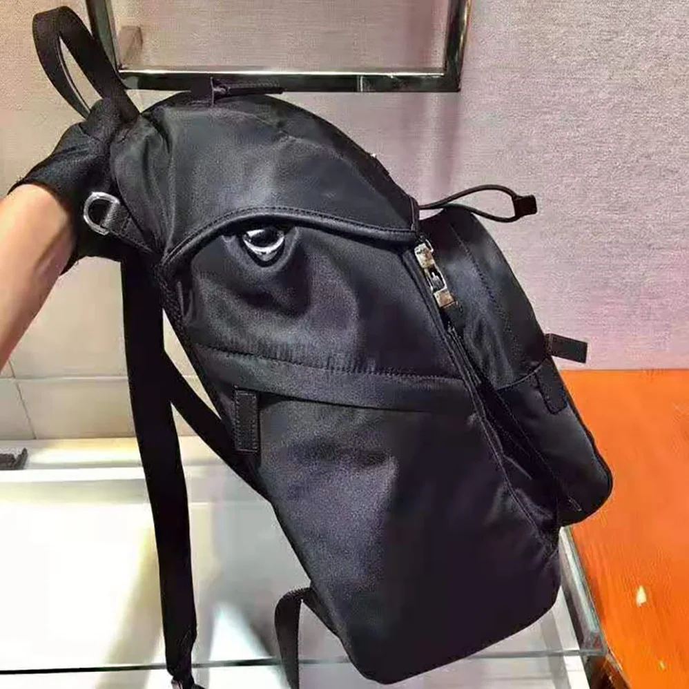 Prada Re-Nylon and Saffiano Leather Backpack for Men in Black