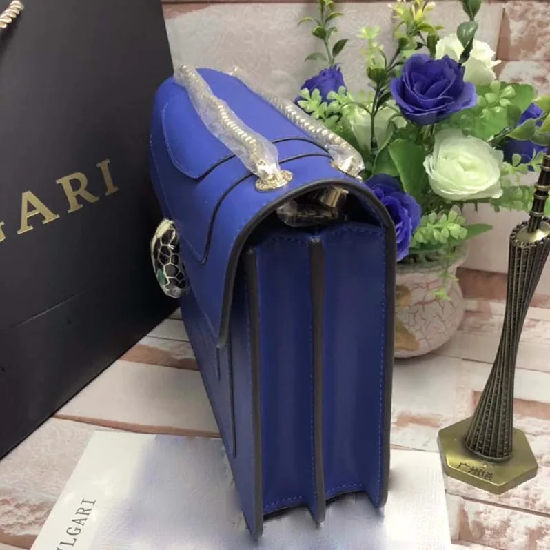Bvlgari Serpenti Forever Medium Flap Cover Chain Bag Calfskin in Navy Bvlgari Serpenti Forever Medium Flap Cover Chain Bag Calfskin in Navy