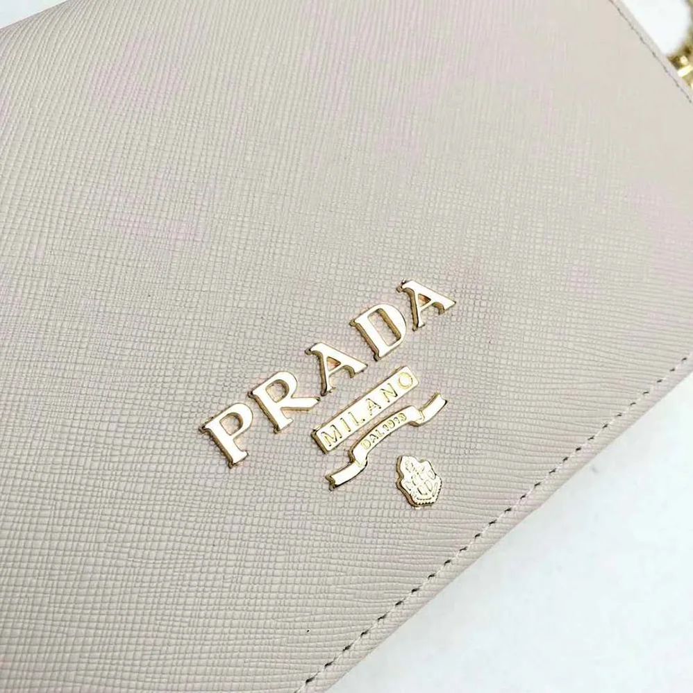 Prada Saffiano Leather Shoulder Bag for Women in Beige