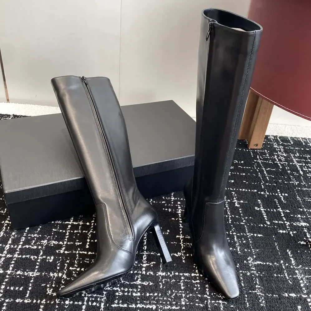 Saint Laurent YSL Francoise Boots In Smooth Leather for Women in Black