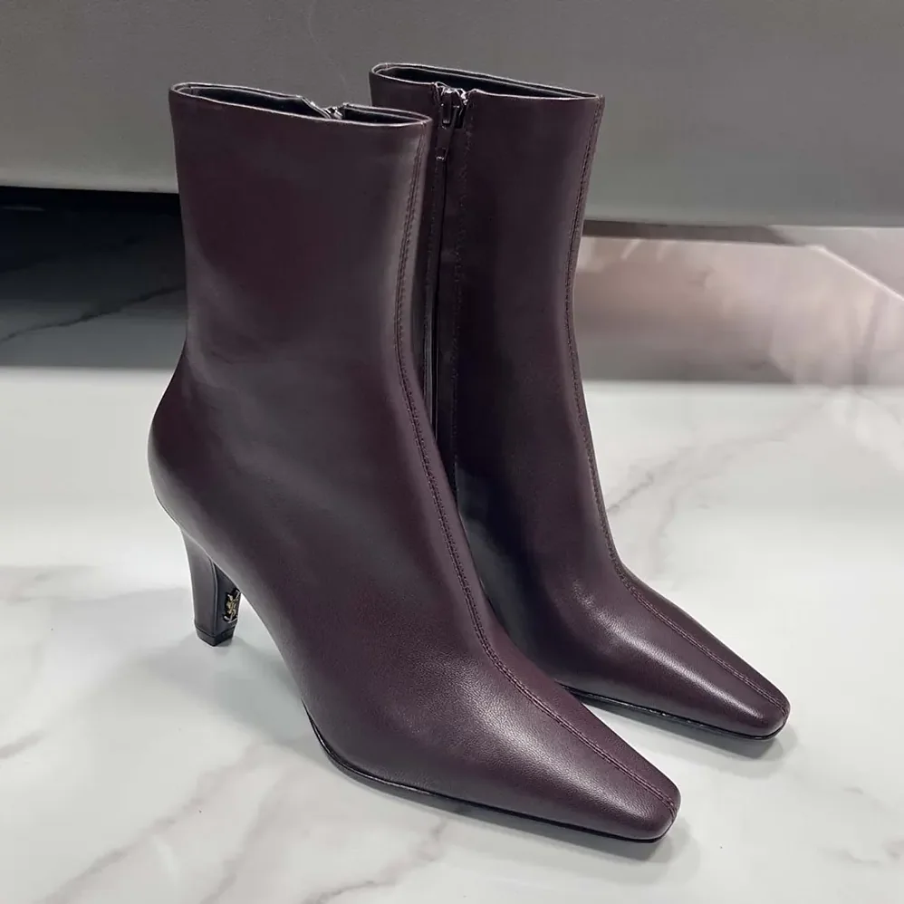 Saint Laurent YSL Jill Booties In Smooth Leather Bordeaux for Women Saint Laurent YSL Jill Booties In Smooth Leather Bordeaux for Women