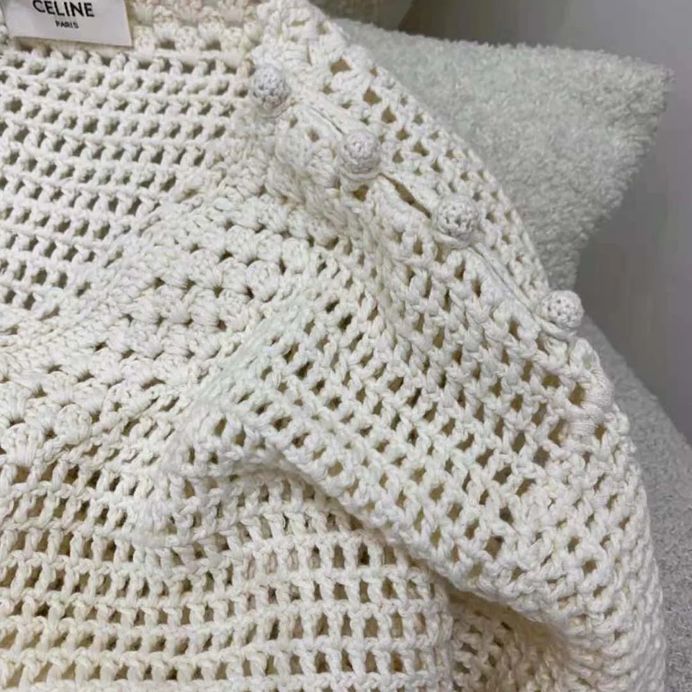 Celine Baja in Crocheted Cotton for Women in Beige Celine Baja in Crocheted Cotton for Women in Beige